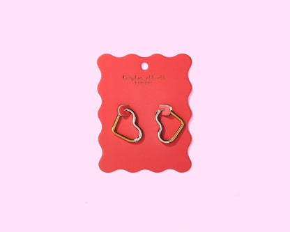 Huggie Earrings - Two-Tone Gold + Silver Hearts - Florence
