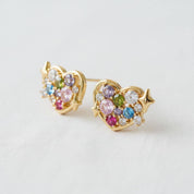 Heart-Shaped Colorful Gemstone Drop Earrings