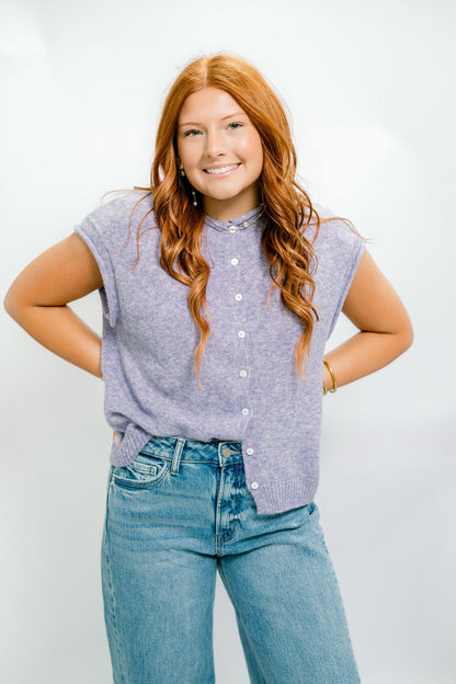 Lavender Button Down Cardigan