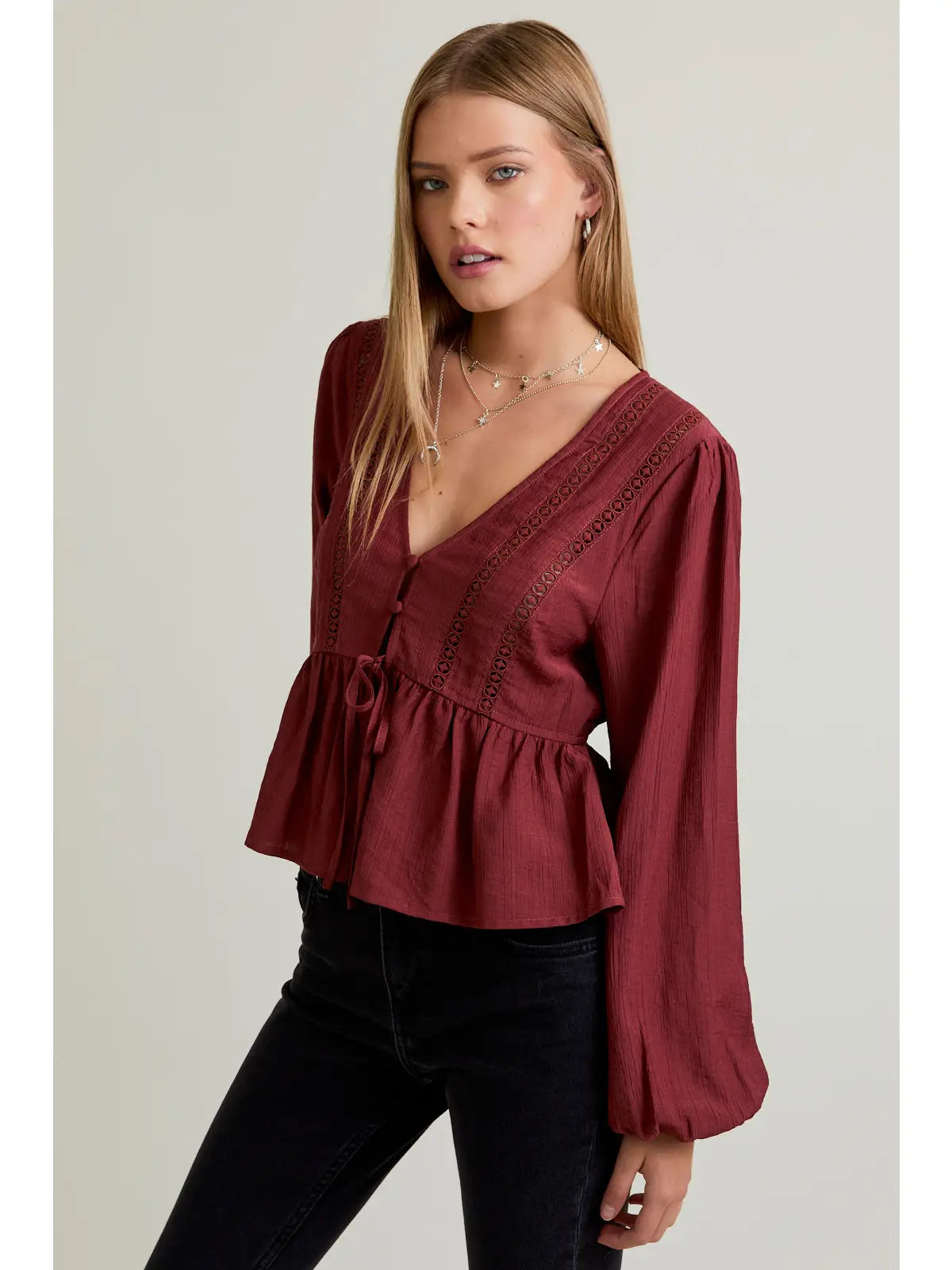 Lila Tie Front Top