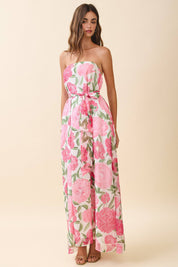 Strapless Floral Maxi Dress with Convertible Scarf