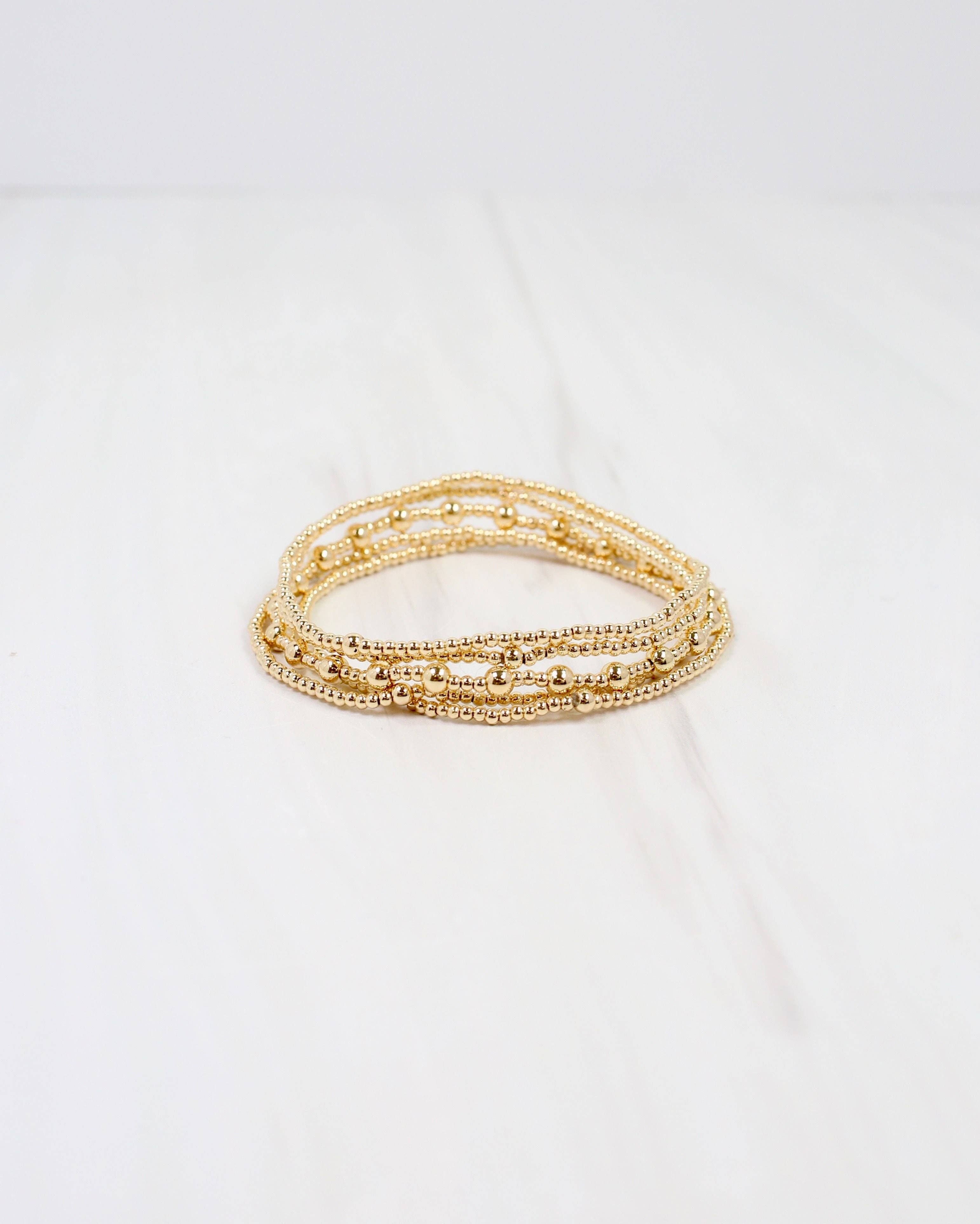 Anadarko Beaded Bracelet Set Gold