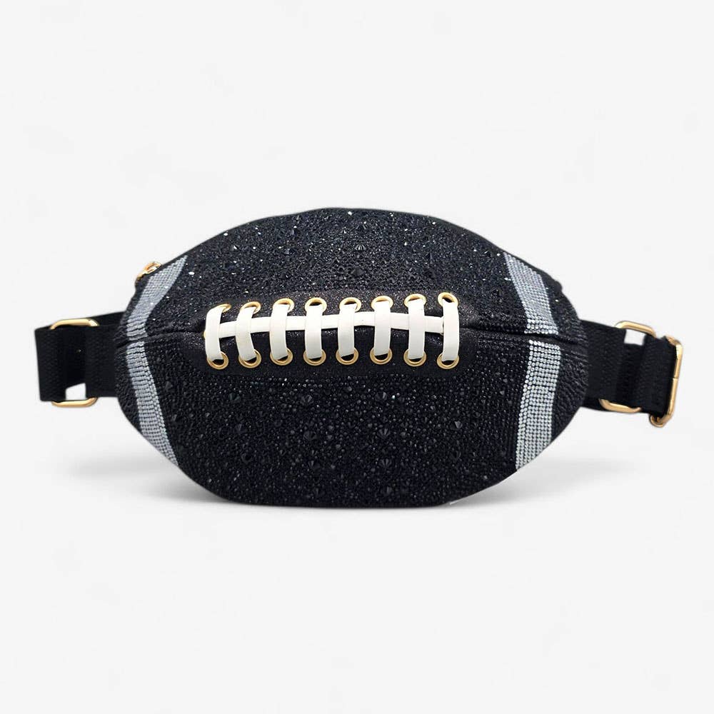Bling Studded Game Day Football Shape Fanny Pack / Sling Bag