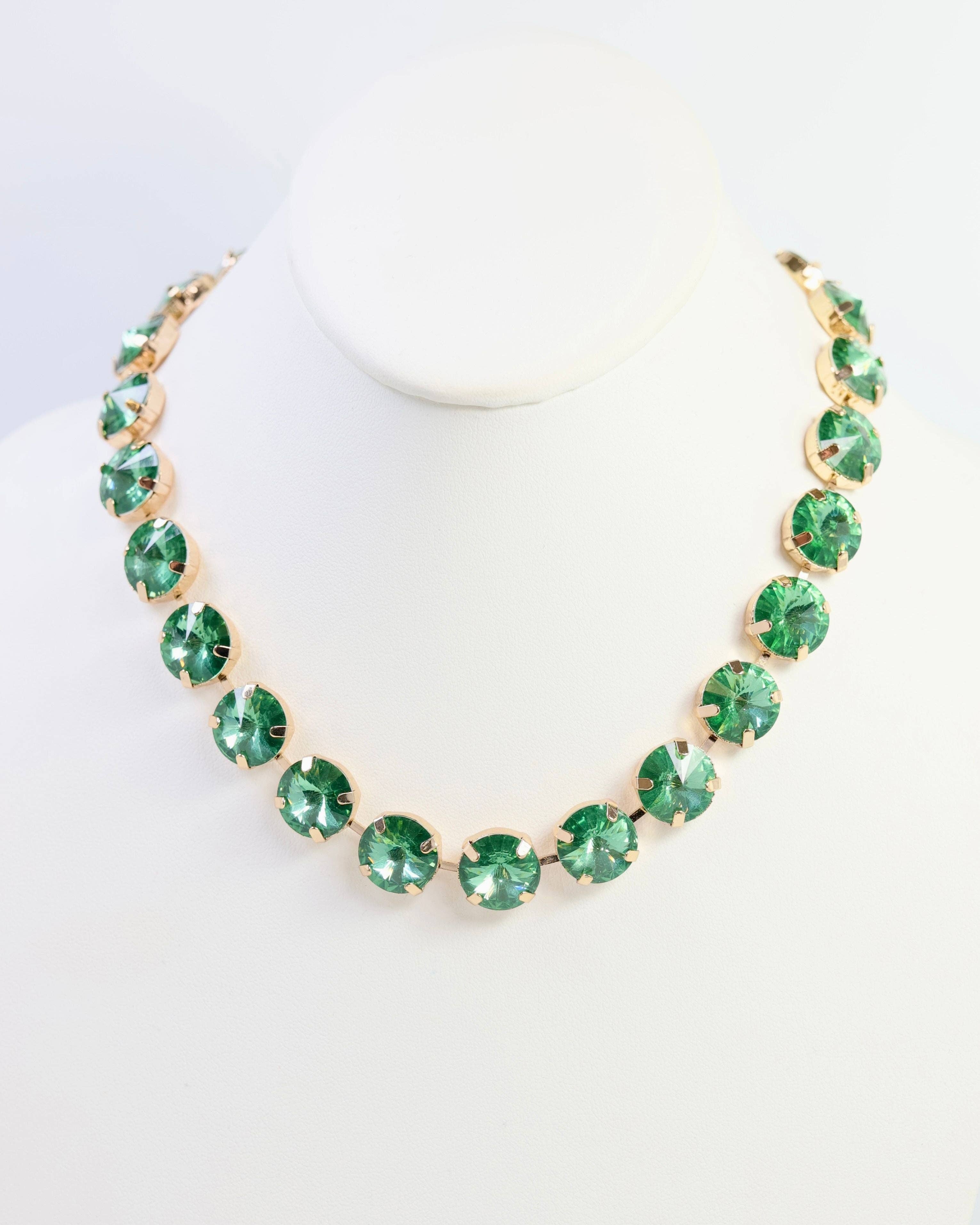 Harper Large Rhinestone Necklace Green