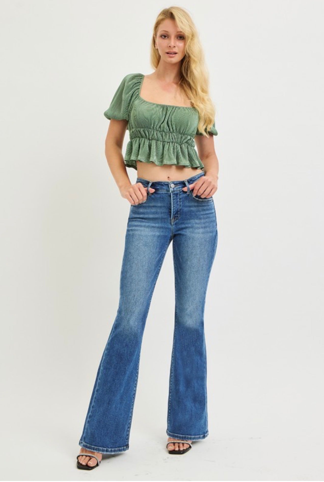 Mid Rise Flare Jeans