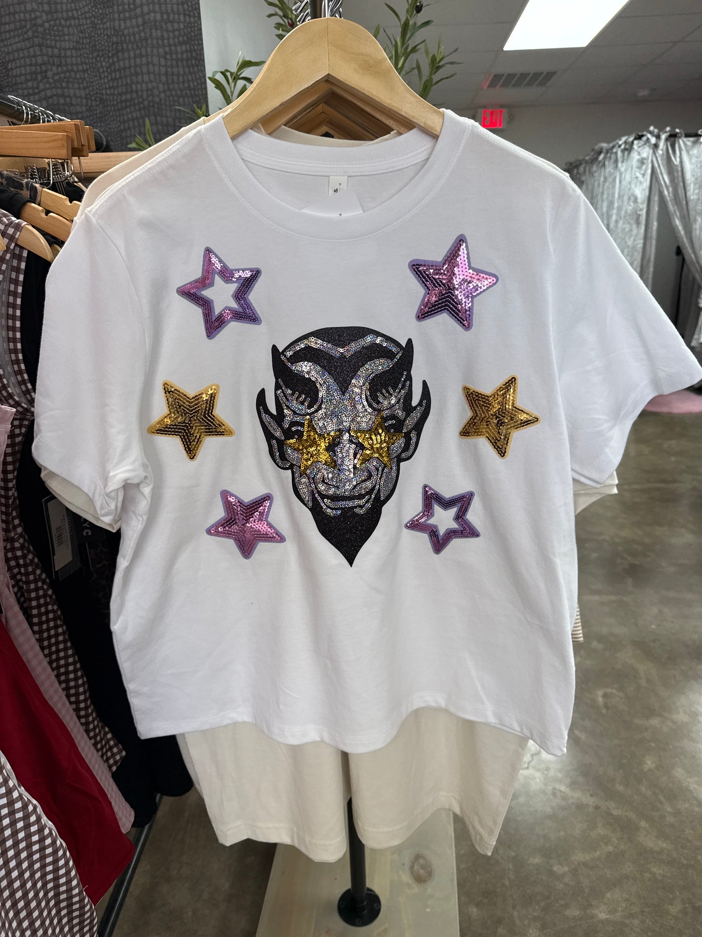 Sequin FHS Demon Cropped T-Shirt