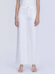 HIGH RISE STACKED WAISTBAND OPTIC WHITE WIDE JEANS