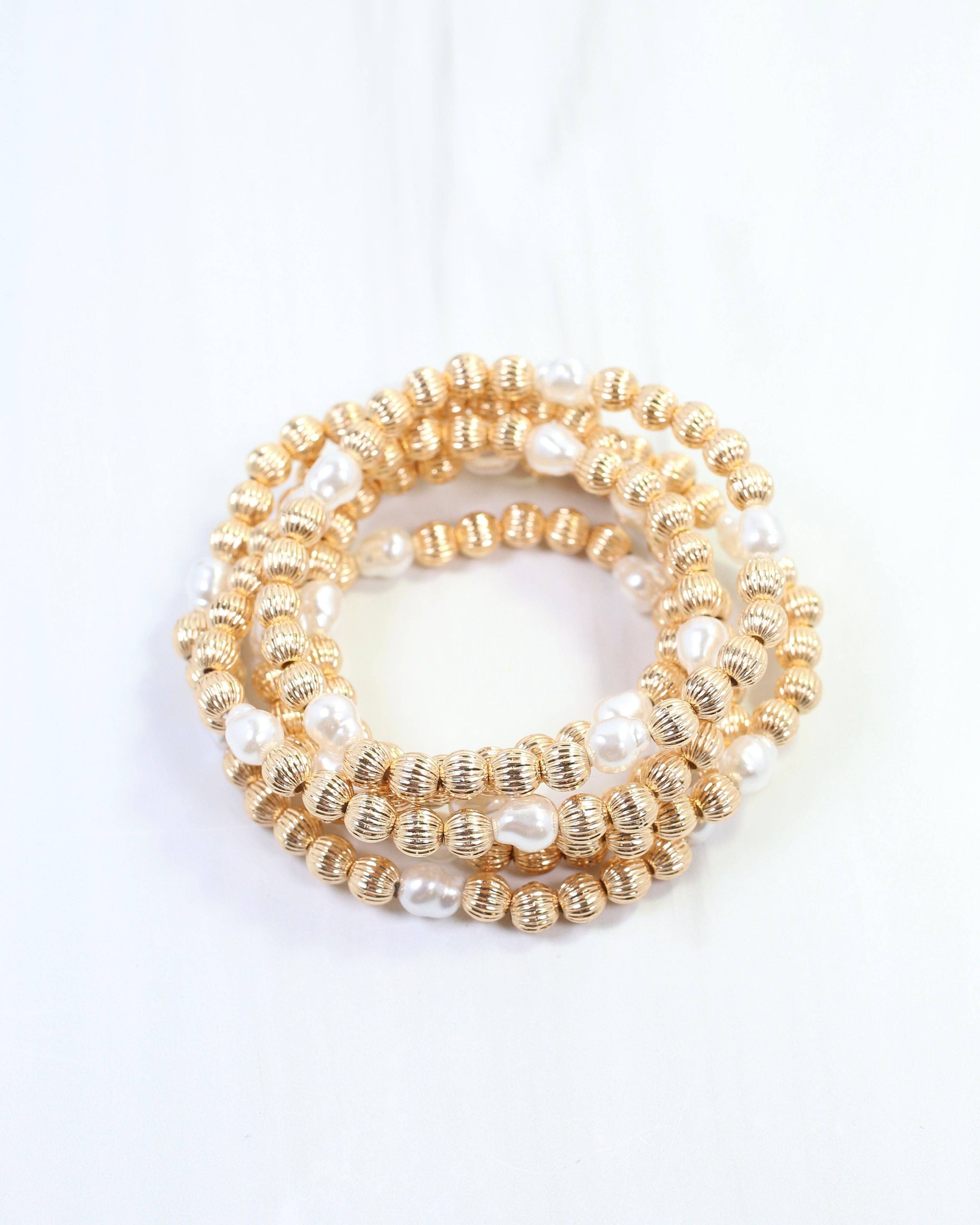 Cambria Beaded Bracelet Set Gold