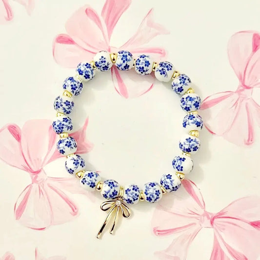 Bow Charm Porcelain Bracelet