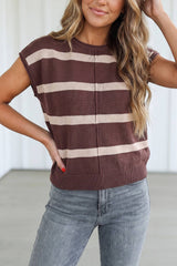 Striped Cap Sleeve Knit Sweater