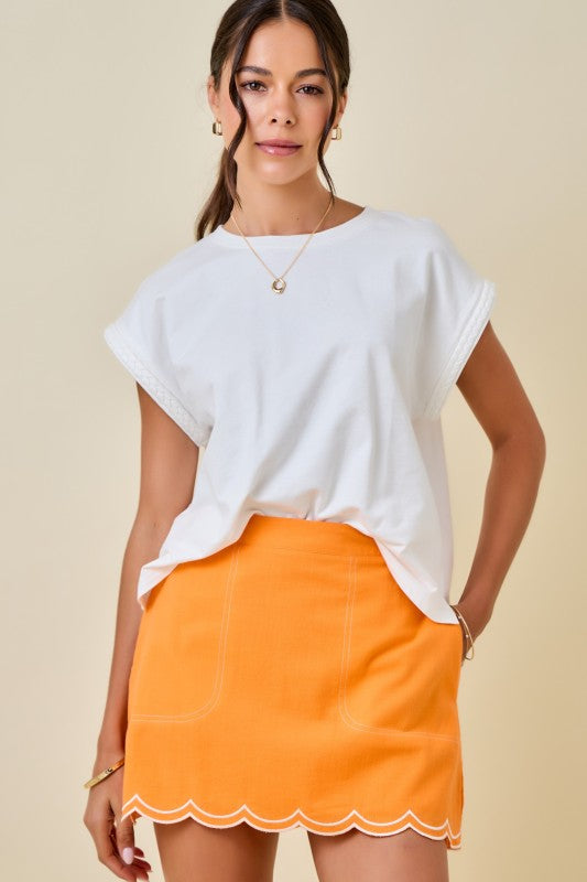 Brandy Braided Sleeve Tee