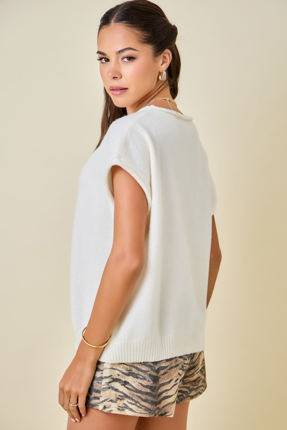 Sia Rolled Sleeve Knit Top