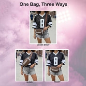 Bling Studded Game Day Football Shape Fanny Pack / Sling Bag