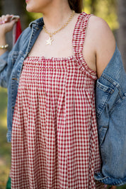 Ruby Gingham Babydoll Mini Dress