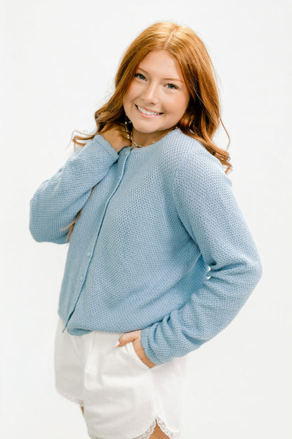 Powder Blue Knit Cardigan