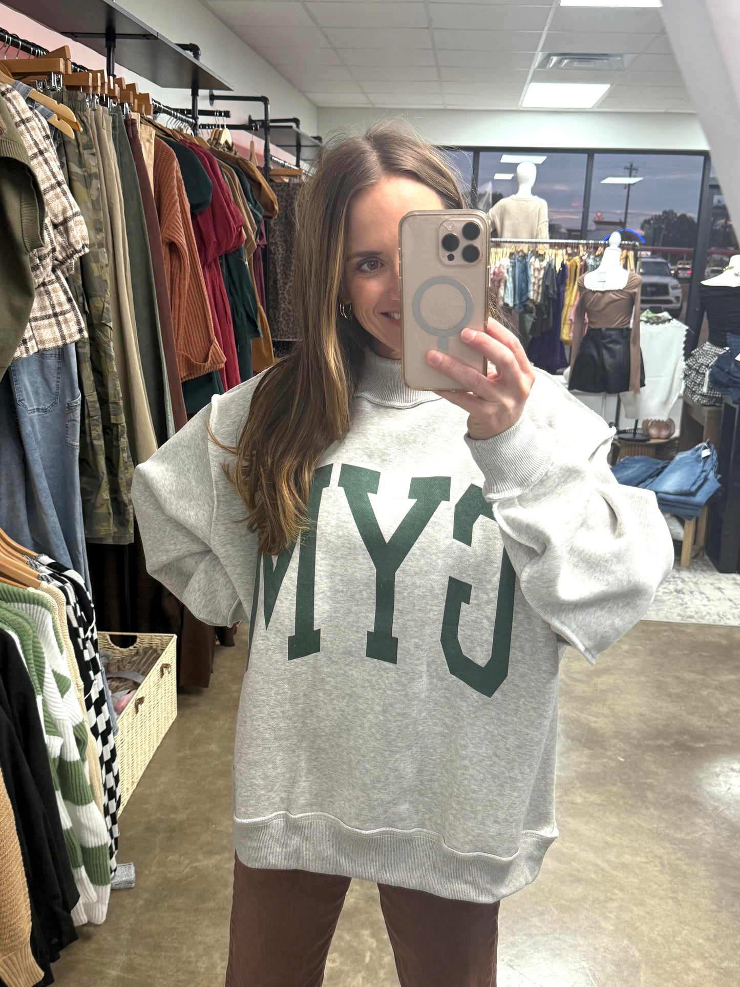 "GYM & BED" Reversible Mockneck Sweatshirt