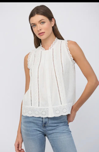 Dotty Lace Trim Blouse