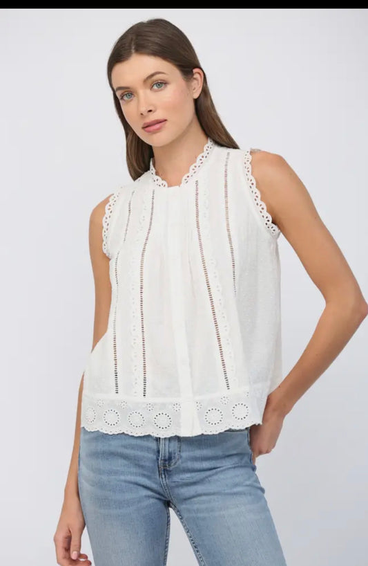 Dotty Lace Trim Blouse
