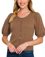 Puff Sleeve Wool Cardigan