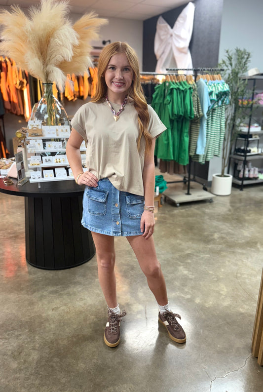 Stone Round Neck Top