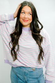 Striped Mock Neck Terry Top
