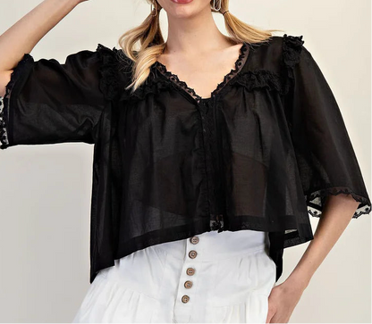 Brandi Lace Trim Top