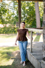 Stretch Cap Sleeve Peplum Top