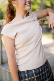 Asymmetric Neck Sweater Top