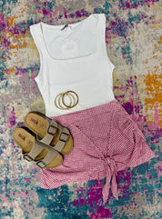 Gingham Wrap Skort