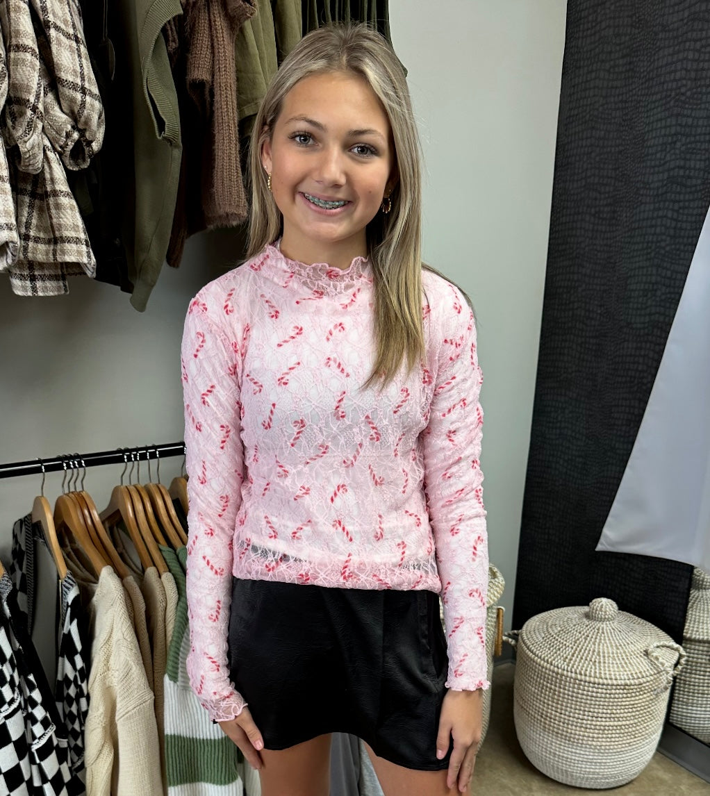 Candy Cane Lace Top