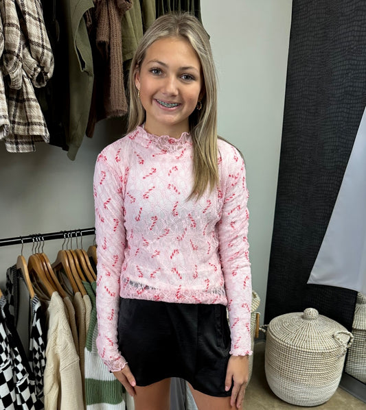 Candy Cane Lace Top