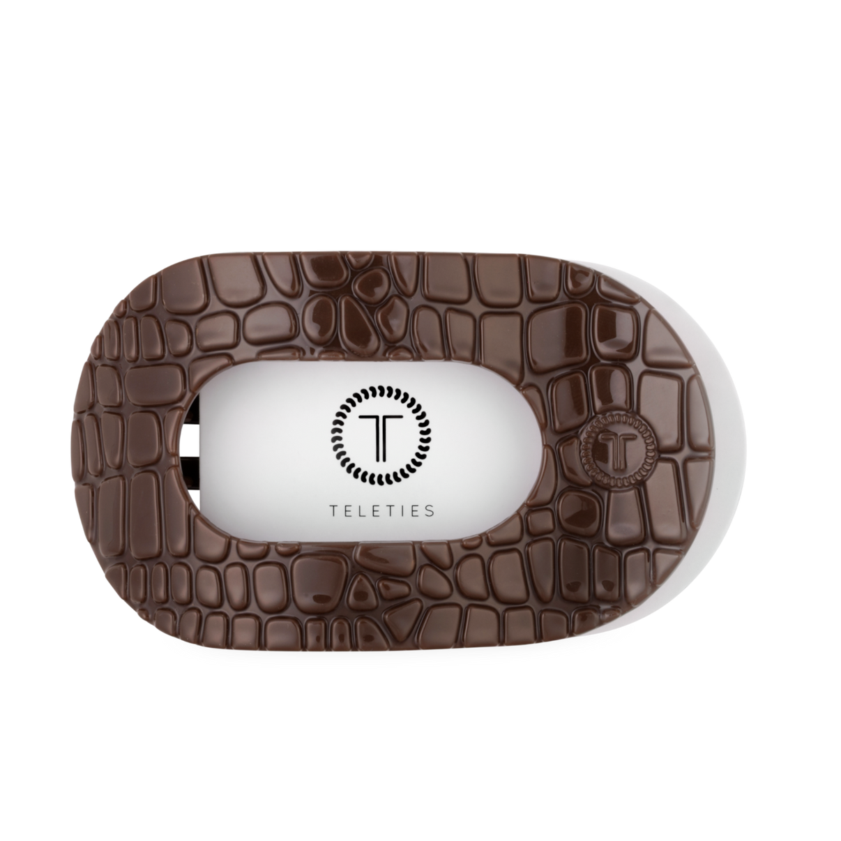 Brown Crocodile Flat Round Hair Clip