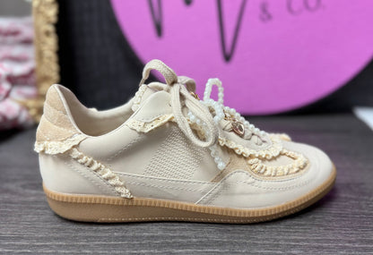 April Cream Lace Trimmed Sneaker