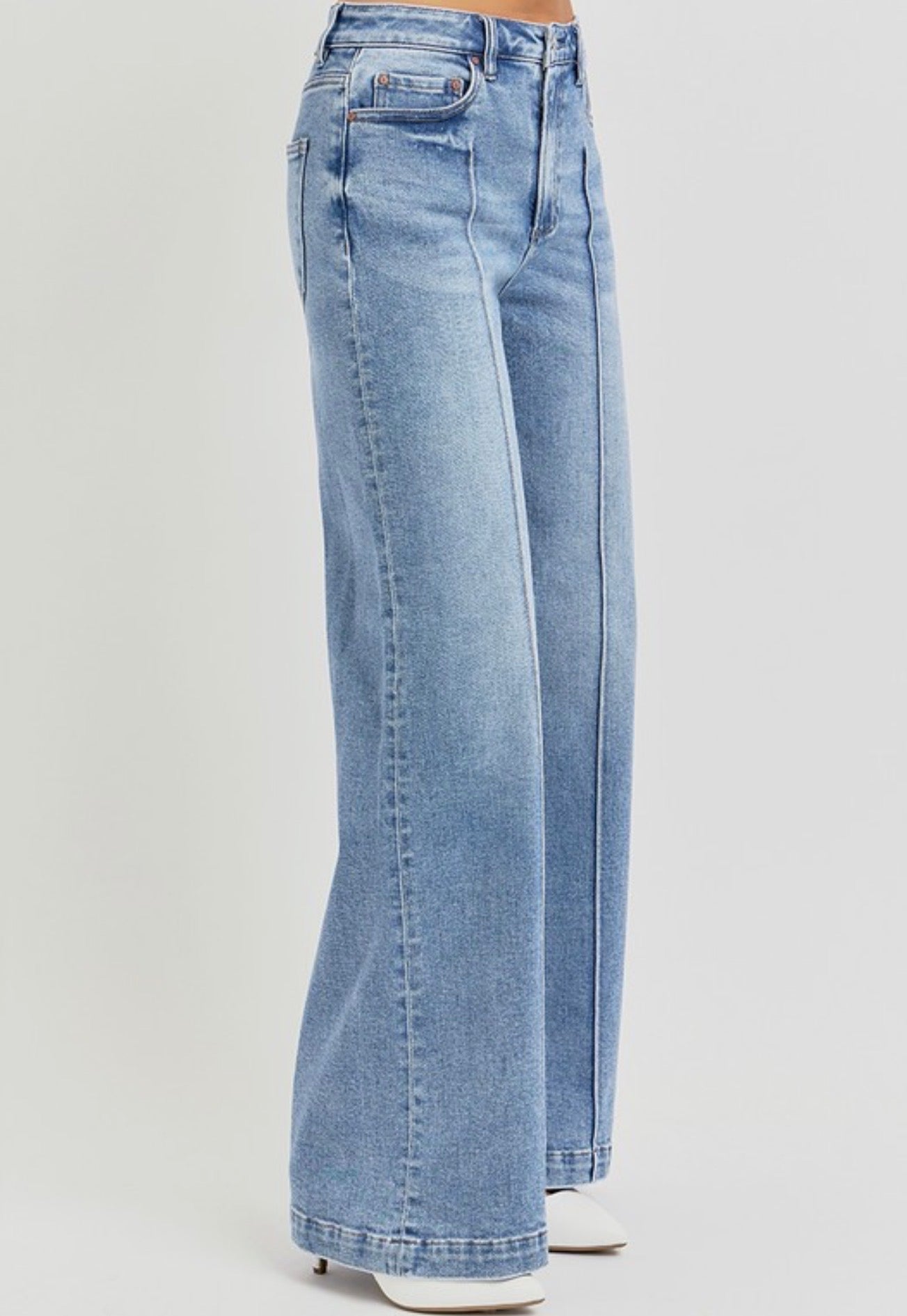 High Waist Wide Leg- Pintuck Jeans