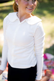 Pointelle Fitted Long Sleeve Knitted Top