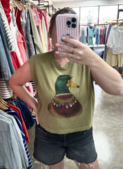 Jeweled Collar Mallard Duck on Faded Army