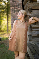 Suede Scalloped Dress