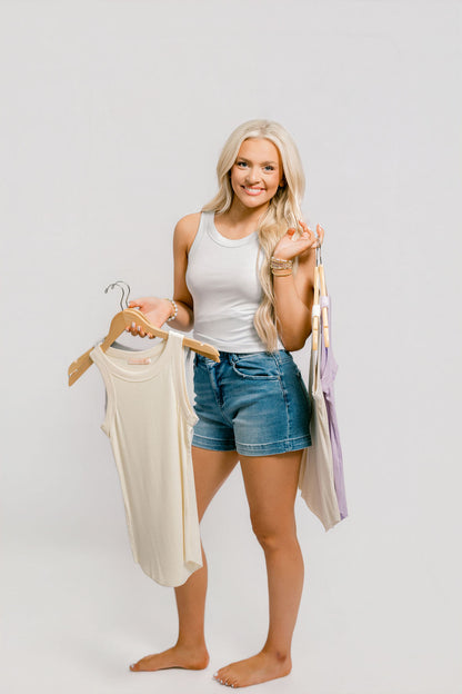 Ribbed Scoop Neck Tank