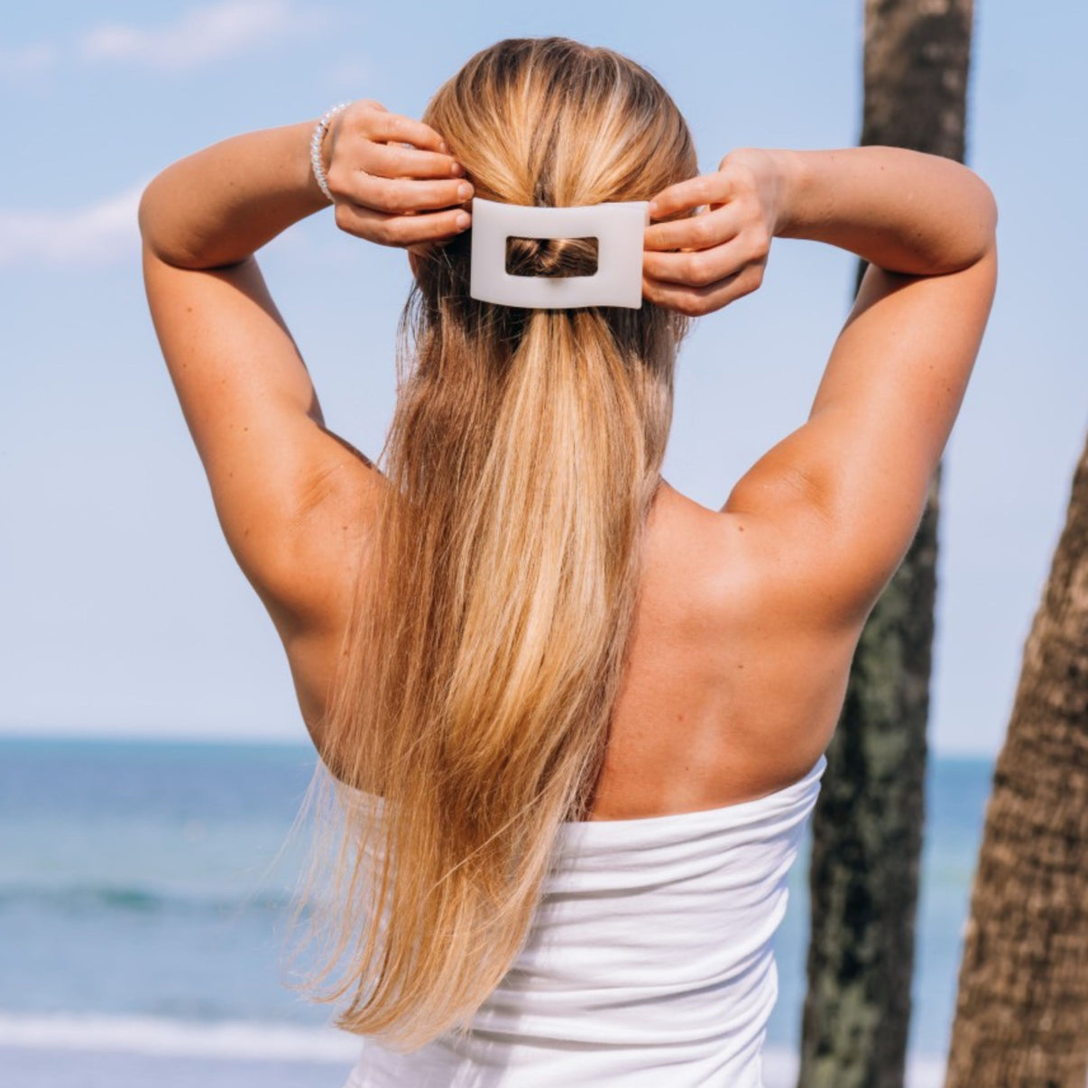 Coconut White Rectangle Flat Claw Clip