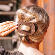 Brown Crocodile Flat Round Hair Clip