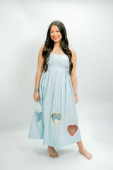 Embroidered Hearts Cut Out Midi Dress