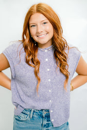 Lavender Button Down Cardigan
