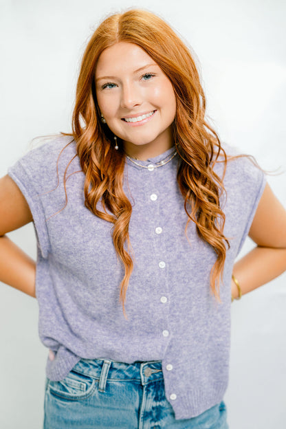 Lavender Button Down Cardigan