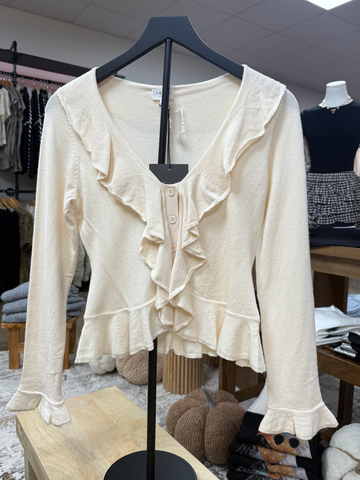 Blake Ruffle V-Neck Sweater