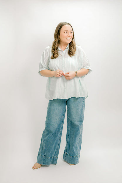 Maggie Oversized Crinkle Button Down