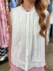 Dotty Lace Trim Blouse