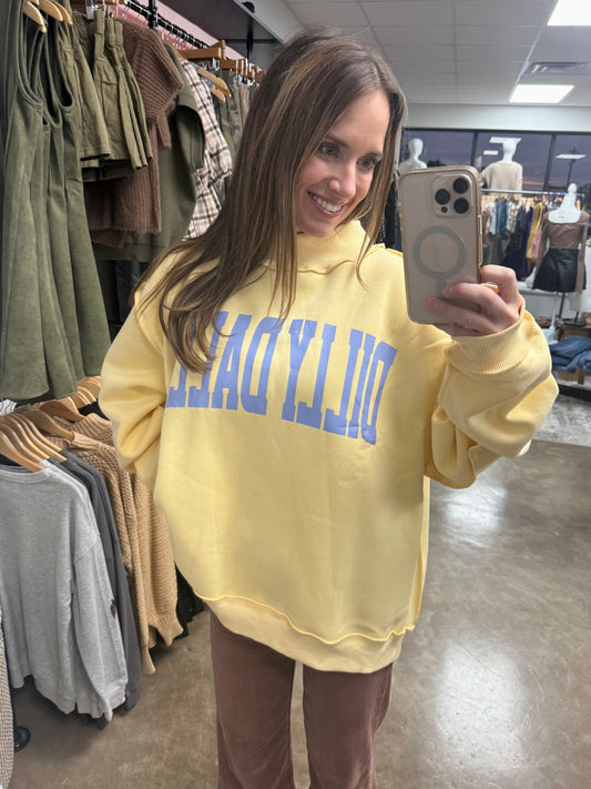 "Dilly Dally" Reversible Mockneck Sweatshirt