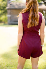 Button Detail Wrap Skort Romper