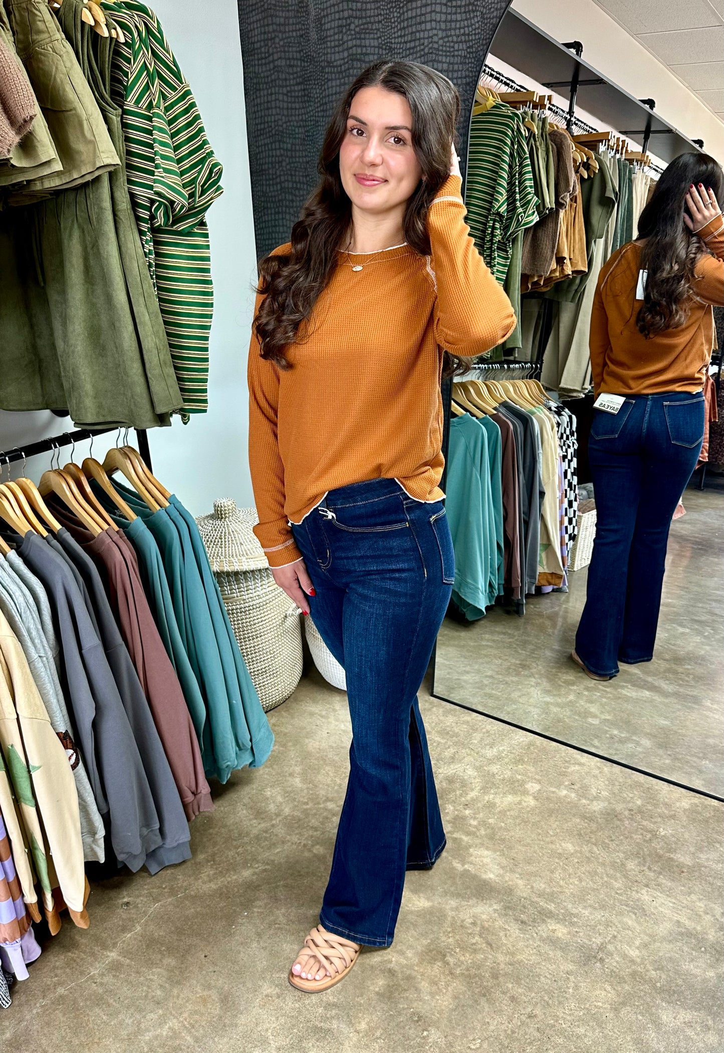 Textured Long Sleeve Top