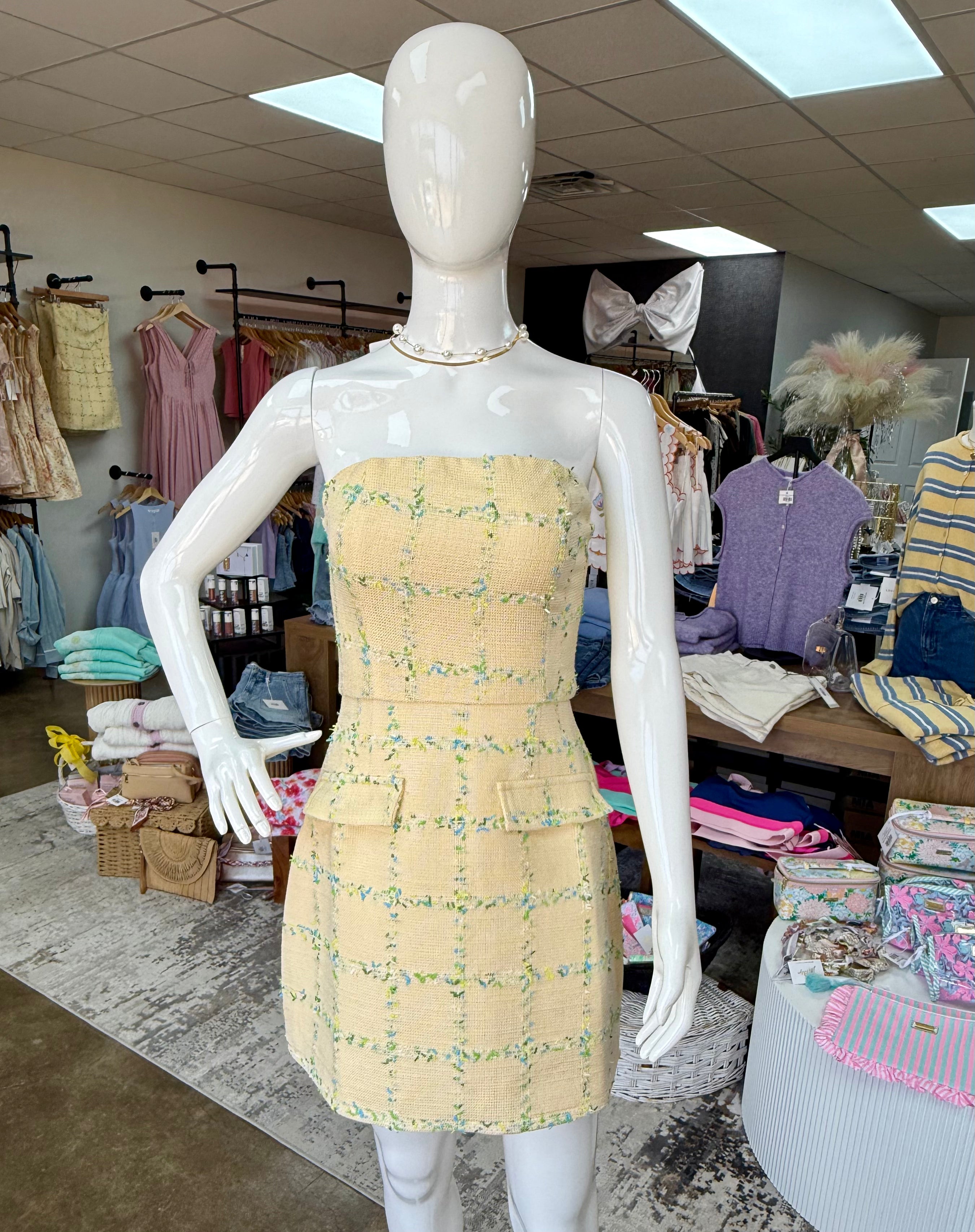 Tweed Strapless Dress